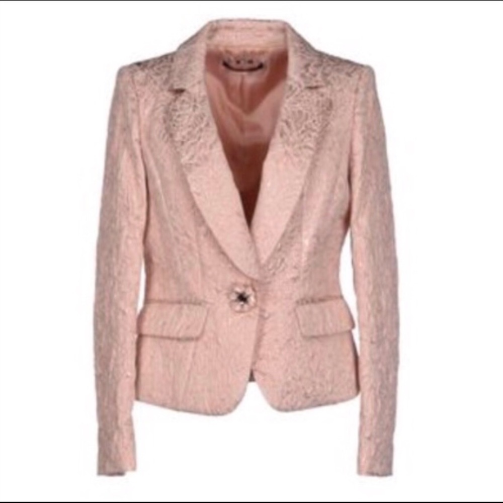 NWT Maria Grazia Severi Pink Brocade jacket Roccobarocco  SZ 6 🇮🇹